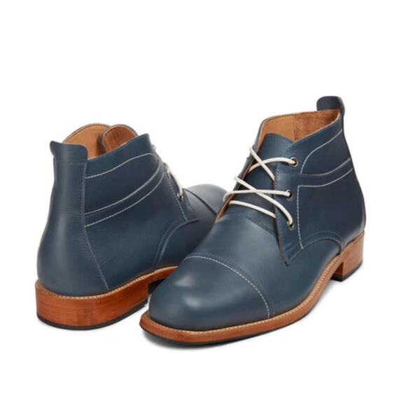 Adelante Mens 14 ‘The Valparaiso’ ‘Valpo’ Denim Blue Chukka Boots Ankle - Picture 2 of 16